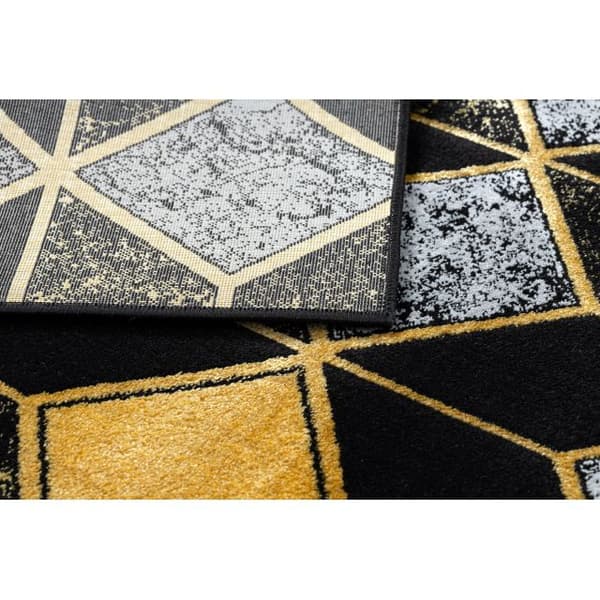Modern GLOSS Matta  400B 86 snygg, glamour, art deco, 3D geometrisk svart / guld, 120x170 cm