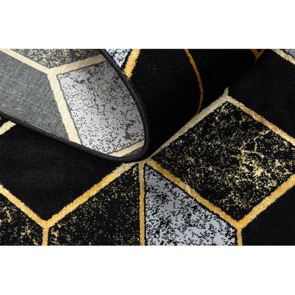 Modern GLOSS Matta 400B 86 snygg, glamour, art deco, 3D geometrisk svart / guld, 120x170 cm