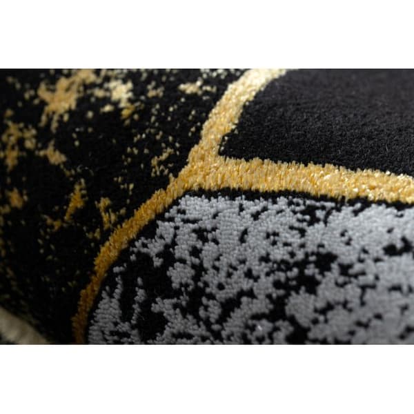 Modern GLOSS Matta 400B 86 snygg, glamour, art deco, 3D geometrisk svart / guld, 120x170 cm
