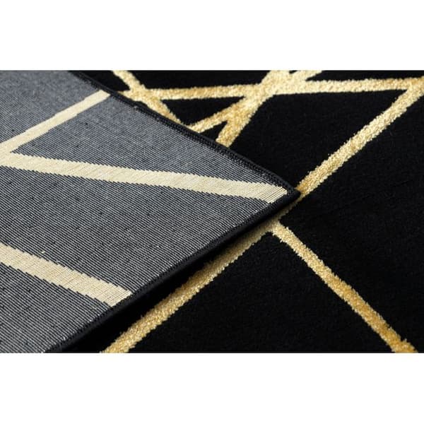 Modern GLOSS Matta 406C 86 snygg, glamour, art deco, geometrisk svart / guld, 80x150 cm