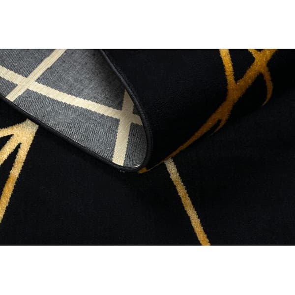 Modern GLOSS Matta 406C 86 snygg, glamour, art deco, geometrisk svart / guld, 80x150 cm