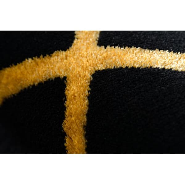 Modern GLOSS Matta 406C 86 snygg, glamour, art deco, geometrisk svart / guld, 80x150 cm
