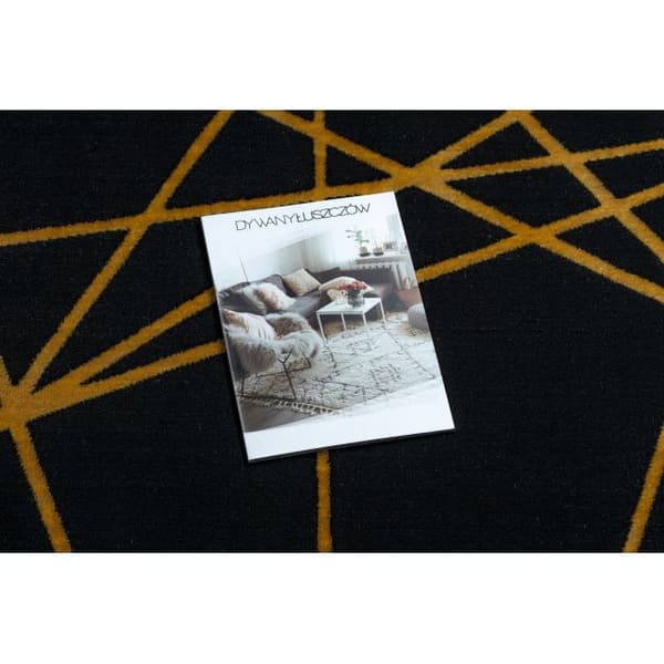 Modern GLOSS Matta 406C 86 snygg, glamour, art deco, geometrisk svart / guld, 80x150 cm