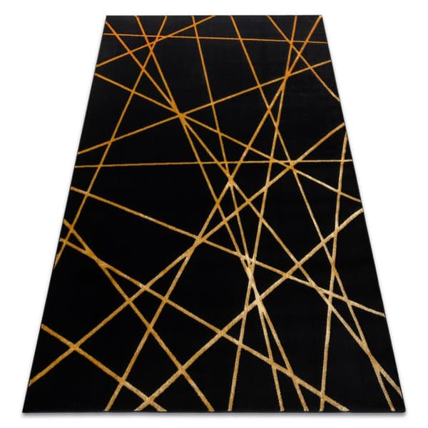 Modern GLOSS Matta  406C 86 snygg, glamour, art deco,  geometrisk svart / guld, 80x150 cm