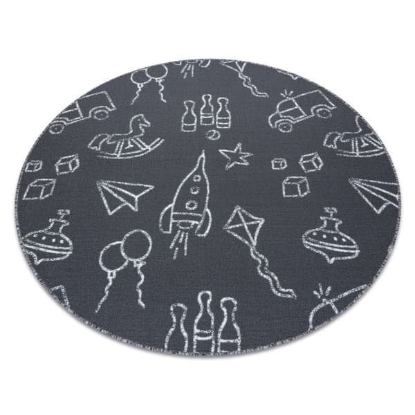 Matto lapsille TOYS pyörä lelut, joilla voi leikkiä, lasten - harmaa, cirkel 170 cm
