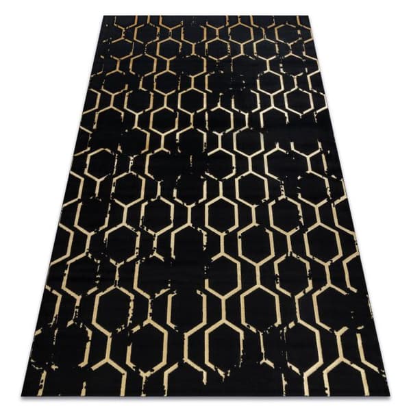 Tæppe GLOSS moderne 407C 86 stilfuld, glamour, art deco sort / guld, 140x190 cm