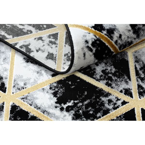 Matto GLOSS 3D moderni 409A 82 Kuutio, tyylikäs, glamour, art deco musta / kulta / harmaa, 140x190 cm