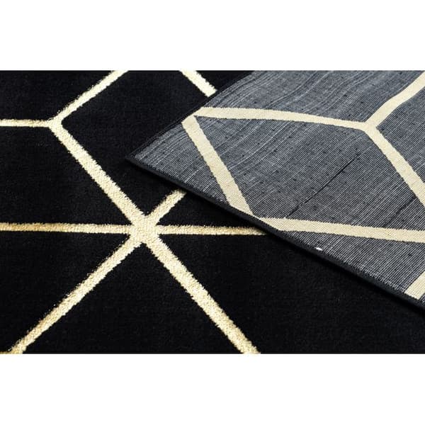 Modern Matta 3D GLOSS 409C 86 Kub snygg, glamour, art deco svart / guld, 200x290 cm