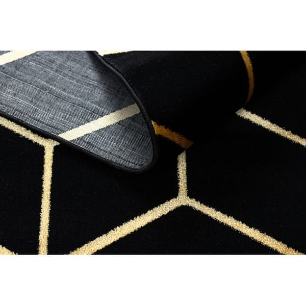 Modern Matta 3D GLOSS 409C 86 Kub snygg, glamour, art deco svart / guld, 200x290 cm