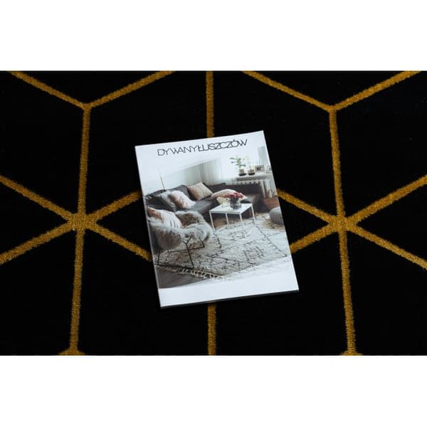 Modern Matta 3D GLOSS 409C 86 Kub snygg, glamour, art deco svart / guld, 200x290 cm