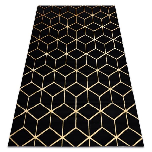 Modern Matta 3D GLOSS 409C 86 Kub snygg, glamour, art deco svart / guld, 200x290 cm