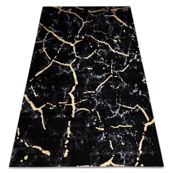 Modern GLOSS Matta 410A 86 Marmor, sten, snygg, glamour svart / guld, 280x370 cm