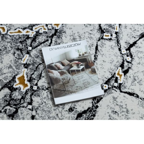 Tæppe GLOSS moderne 528A 58 marmor, sten, stilfuld, glamour elfenben / sort, 80x150 cm