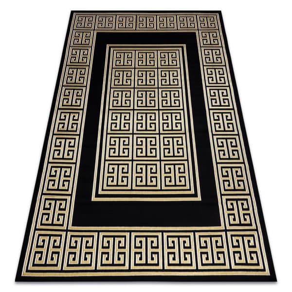 Modern GLOSS Matta  6776 86 snygg, ram, grekisk svart / guld, 180x270 cm
