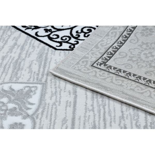 Modern GLOSS Matta  8490 52 Ornament, snygg, ram elfenben / grå, 140x190 cm