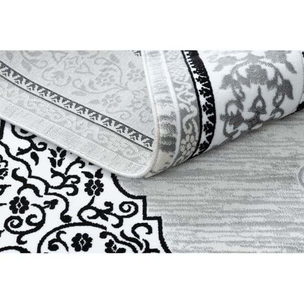 Modern GLOSS Matta  8490 52 Ornament, snygg, ram elfenben / grå, 140x190 cm