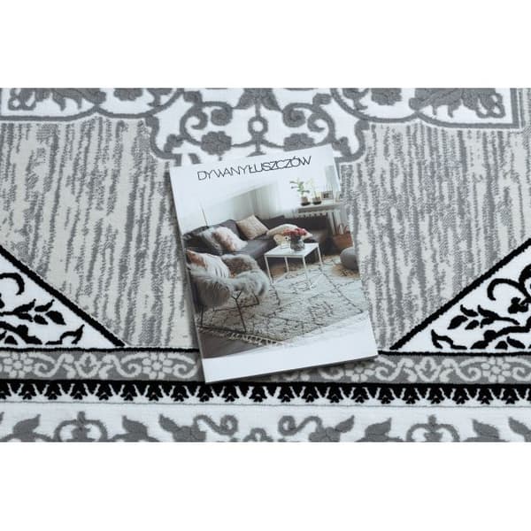 Modern GLOSS Matta  8490 52 Ornament, snygg, ram elfenben / grå, 140x190 cm