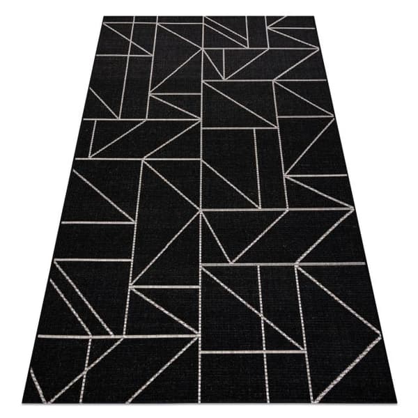 MATTA SIZAL FLOORLUX 20605 svart / silver TRIANGLER, GEOMETRISK, 160x230 cm