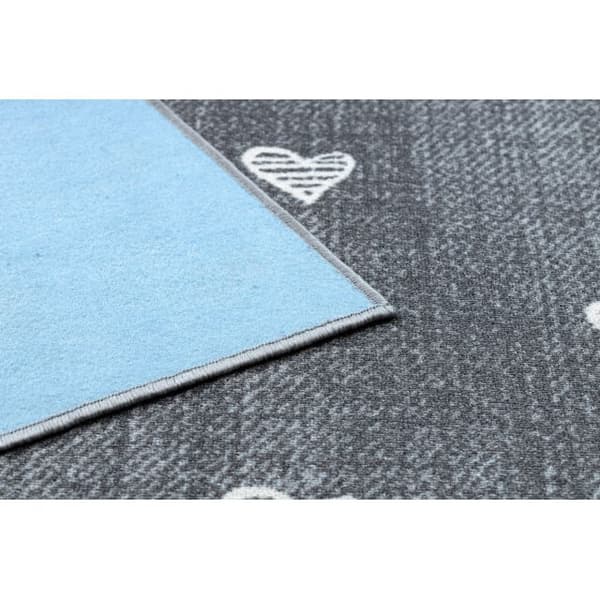 Matto lapsille HEARTS Denim, pesty sydämet, lasten - harmaa, 100x200 cm