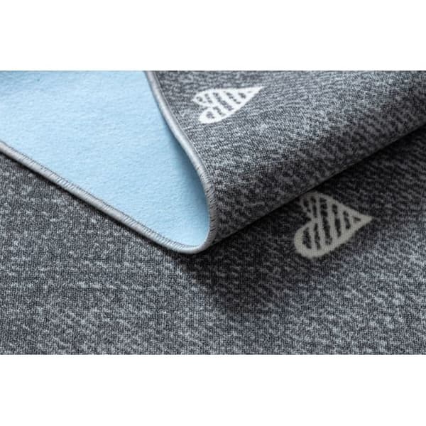 Matto lapsille HEARTS Denim, pesty sydämet, lasten - harmaa, 100x200 cm