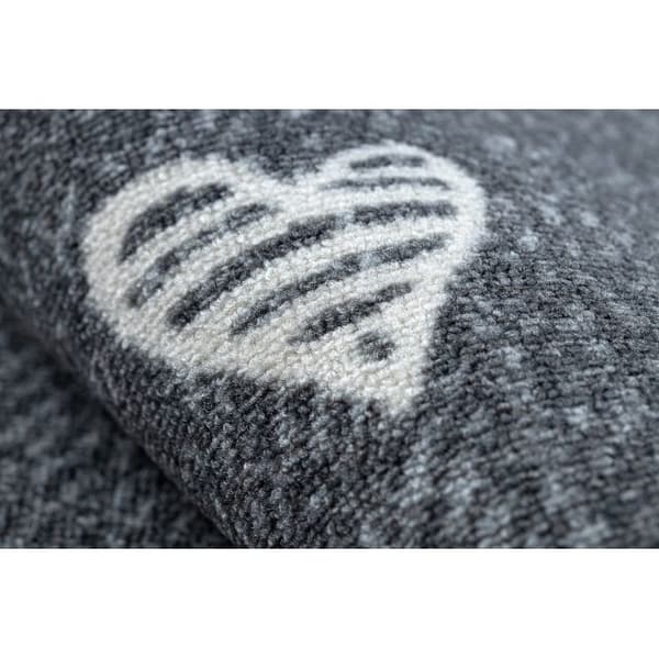 Matto lapsille HEARTS Denim, pesty sydämet, lasten - harmaa, 100x200 cm