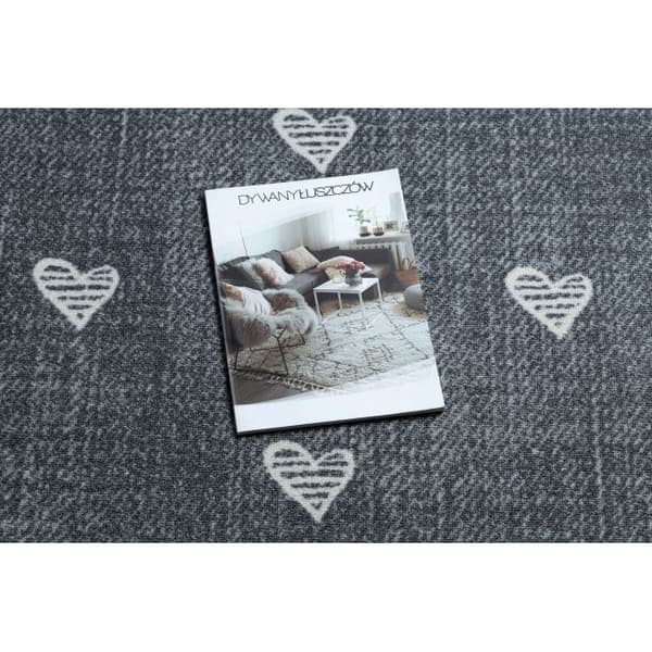 Matto lapsille HEARTS Denim, pesty sydämet, lasten - harmaa, 100x200 cm