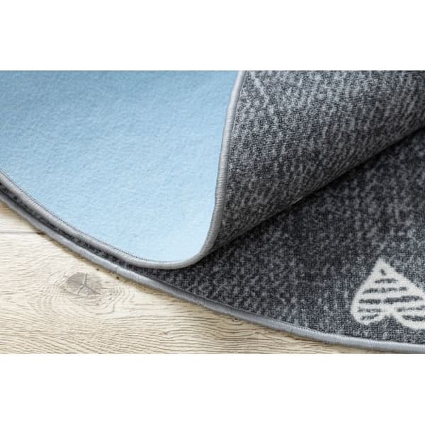 Matto lapsille HEARTS pyörä Pesty denim, sydämet, lasten - harmaa, cirkel 133 cm