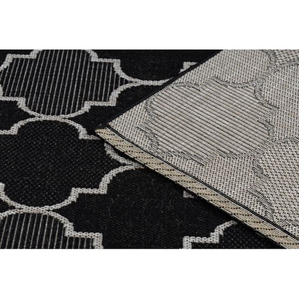 Sisaltæppe SISAL FLOORLUX 20607 , Marokkansk kløver, trellis sort / sølv, 160x230 cm