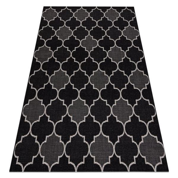 Sisaltæppe SISAL FLOORLUX 20607 , Marokkansk kløver, trellis  sort / sølv, 160x230 cm