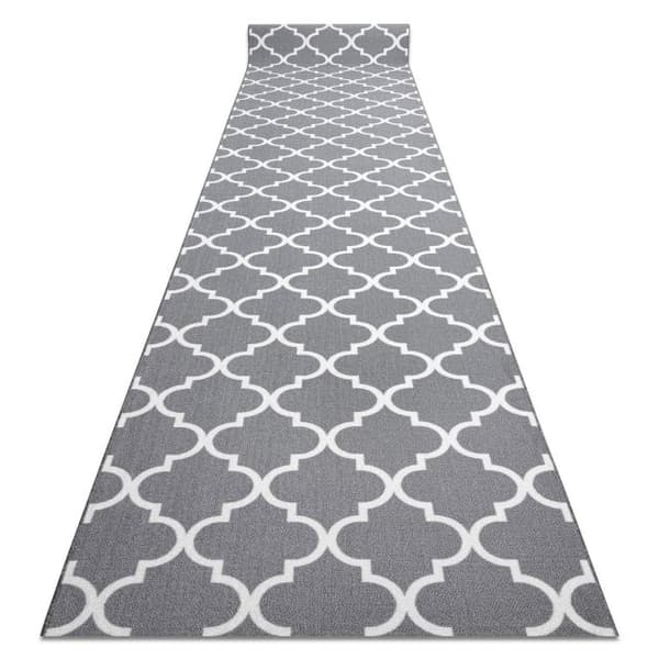 Gummibelægning 133 cm MAROKKANSK KLØVER grå TRELLIS 30352, 133x1150 cm