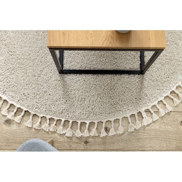 Matta BERBER 9000 cirkel grädde Fringe Berber marockansk shaggy, cirkel 120 cm