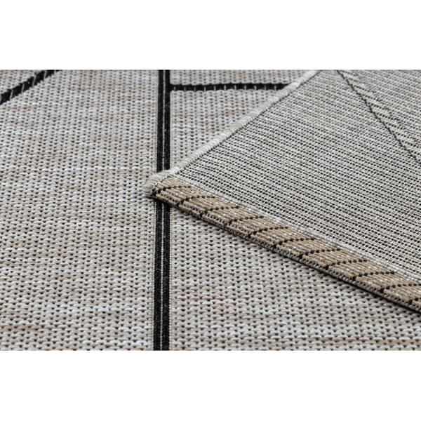 MATTA SIZAL FLOORLUX 20605 silver / svart / beige TRIANGLER, GEOMETRISK, 80x150 cm
