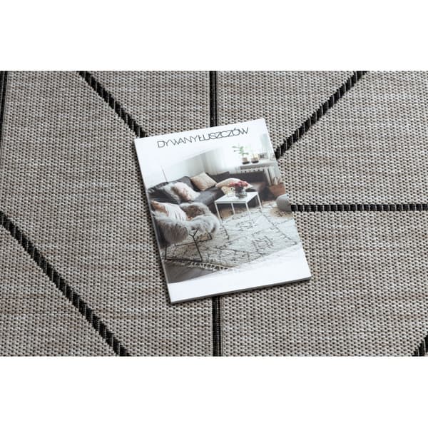 MATTA SIZAL FLOORLUX 20605 silver / svart / beige TRIANGLER, GEOMETRISK, 80x150 cm