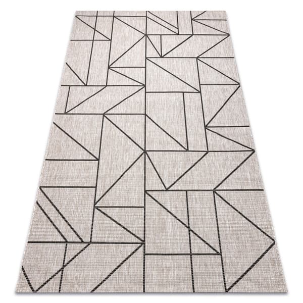 MATTA SIZAL FLOORLUX 20605 silver / svart / beige TRIANGLER, GEOMETRISK, 80x150 cm