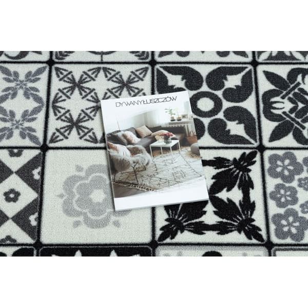 Löpare anti-halk AZULEJO PATCHWORK, LISBONPLATTER grå / svart, 100x530 cm