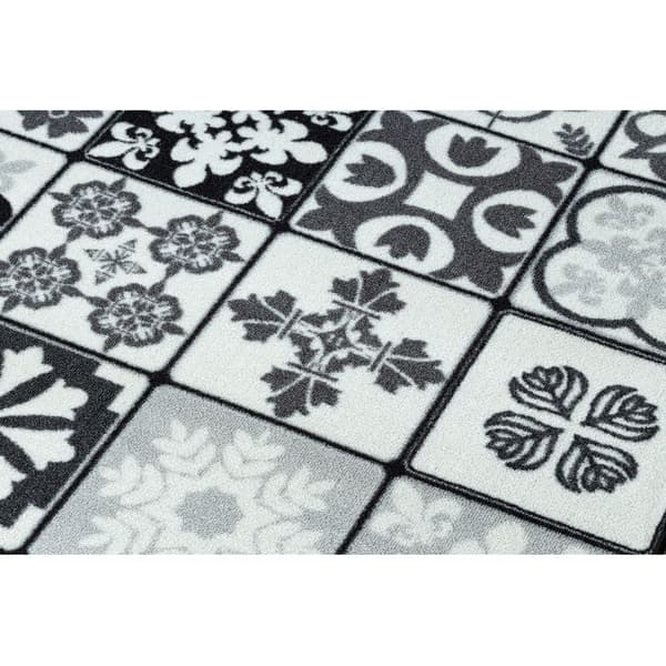 Löpare  anti-halk AZULEJO PATCHWORK, LISBONPLATTER grå / svart, 100x880 cm