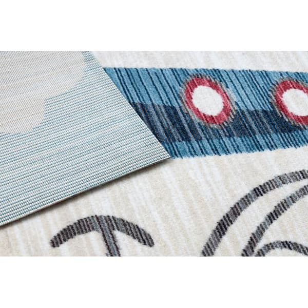 Lasten Matto TOYS 75320 Samolot lapsille - moderni, nieregularny kształt, efekt 3D, laivastonsininen - turkoosi / kerma, 133x192 cm
