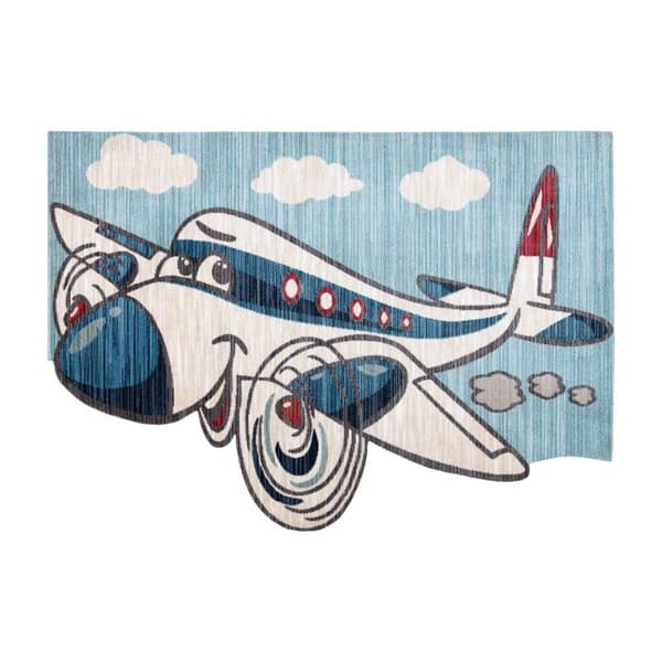 Lasten Matto TOYS 75320 Samolot lapsille - moderni, nieregularny kształt, efekt 3D, laivastonsininen - turkoosi / kerma, 133x192 cm
