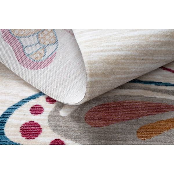 Lasten Matto TOYS 75326 Motyle, motylki lapsille - moderni, nieregularny kształt kerma / punainen vaaleanpunainen, 133x192 cm