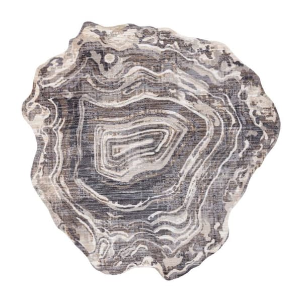 Matta TINE 75426B träd trä - modern, oregelbunden form kräm / grå, 195x195 cm