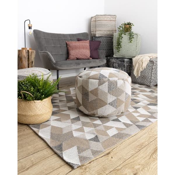 Matta CASA ECO SISAL Boho Trianglar 2816 grädde / taupe, återvunnen matta, 172x270 cm