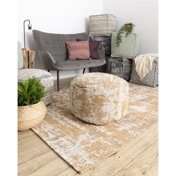 Tæppe CASA Ekologiczny, EKO SISAL Boho vasket, vintage 2809 fløde / gul, z bawełny recyklingowanej, 133x190 cm