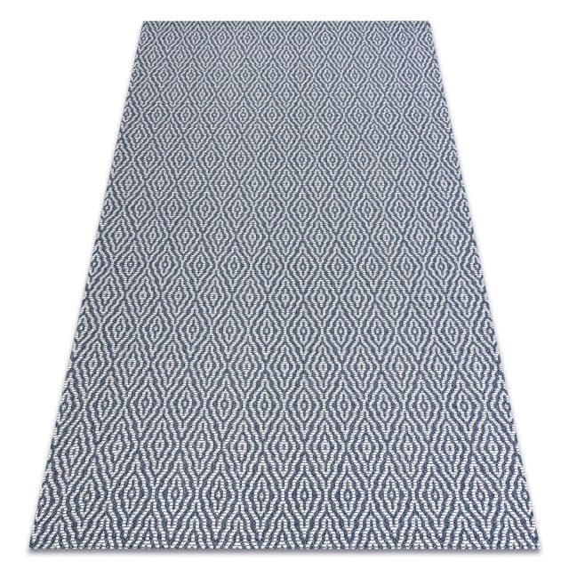 Matta CASA ECO SISAL Boho Ruter 22084 mörkblå / grädde, återvunnen matta, 75x150 cm