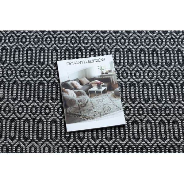 Tæppe CASA Ekologiczny, EKO SISAL Boho Mesh 22075 sort / grå, z bawełny recyklingowanej, 172x270 cm