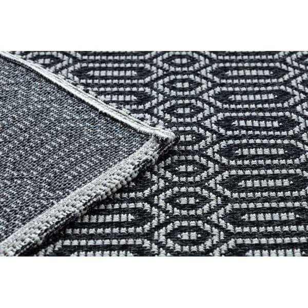 Tæppe CASA Ekologiczny, EKO SISAL Boho Mesh 22075 sort / grå, z bawełny recyklingowanej, 172x270 cm