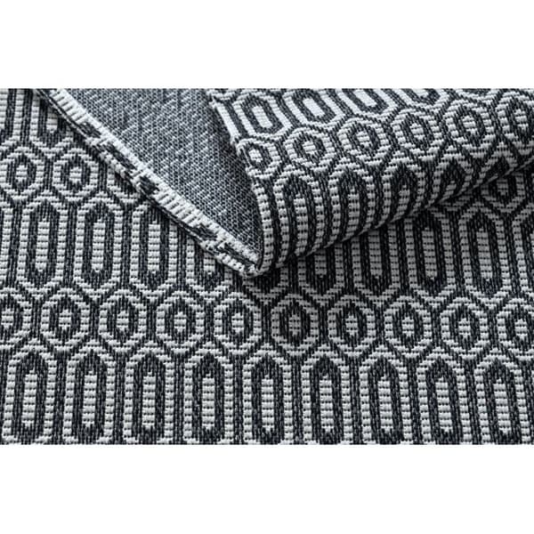 Tæppe CASA Ekologiczny, EKO SISAL Boho Mesh 22075 sort / grå, z bawełny recyklingowanej, 172x270 cm