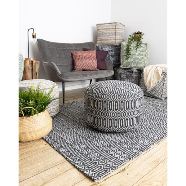 Tæppe CASA Ekologiczny, EKO SISAL Boho Mesh 22075 sort / grå, z bawełny recyklingowanej, 172x270 cm