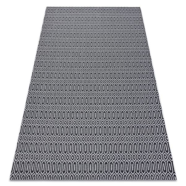 Tæppe CASA Ekologiczny, EKO SISAL Boho Mesh 22075 sort / grå, z bawełny recyklingowanej, 172x270 cm