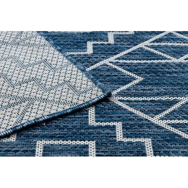 Matta SISAL SION Geometric, Ruter 21778 Flat vävd mörkblå / ecru, 80x150 cm