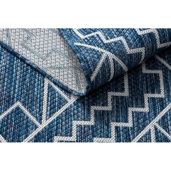 Matta SISAL SION Geometric, Ruter 21778 Flat vävd mörkblå / ecru, 80x150 cm